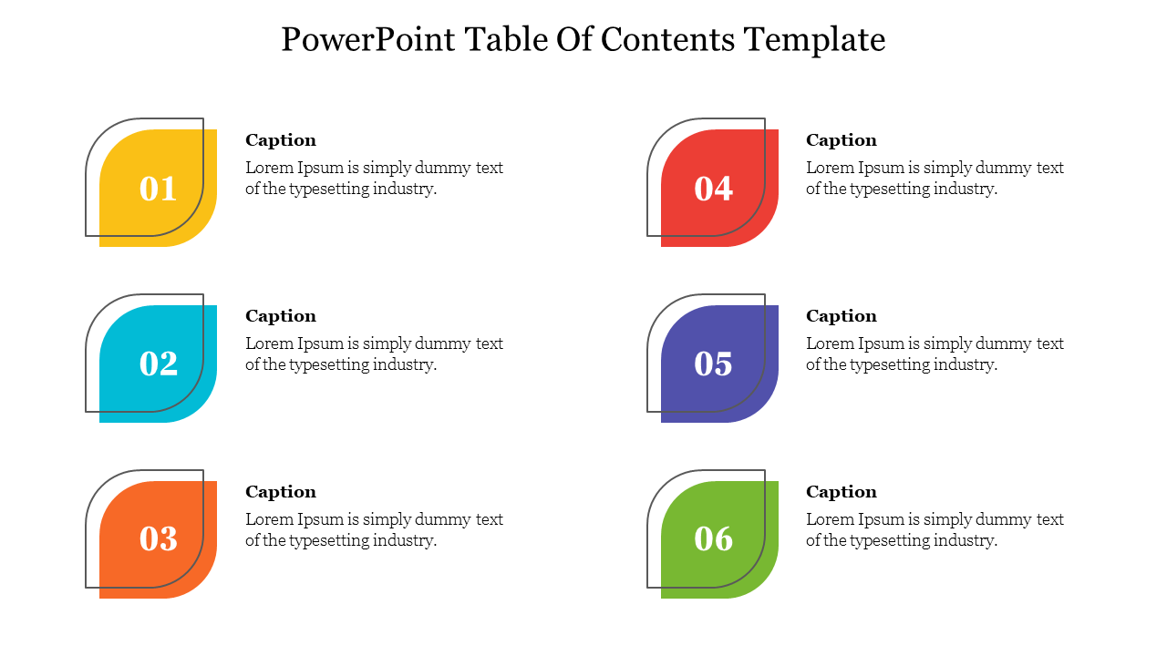 PowerPoint Table Of Contents Template